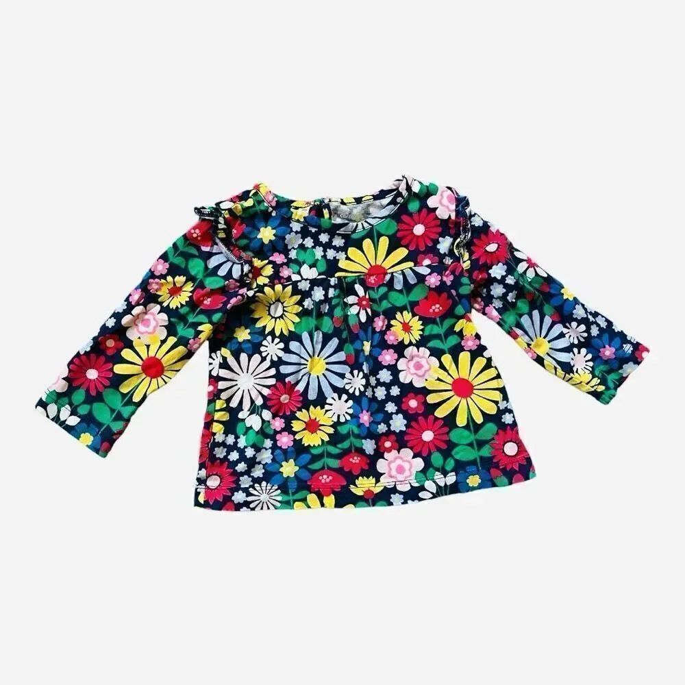 Baby Girls Carters Flower Power Long Sleeve Top - Sz 9 mo